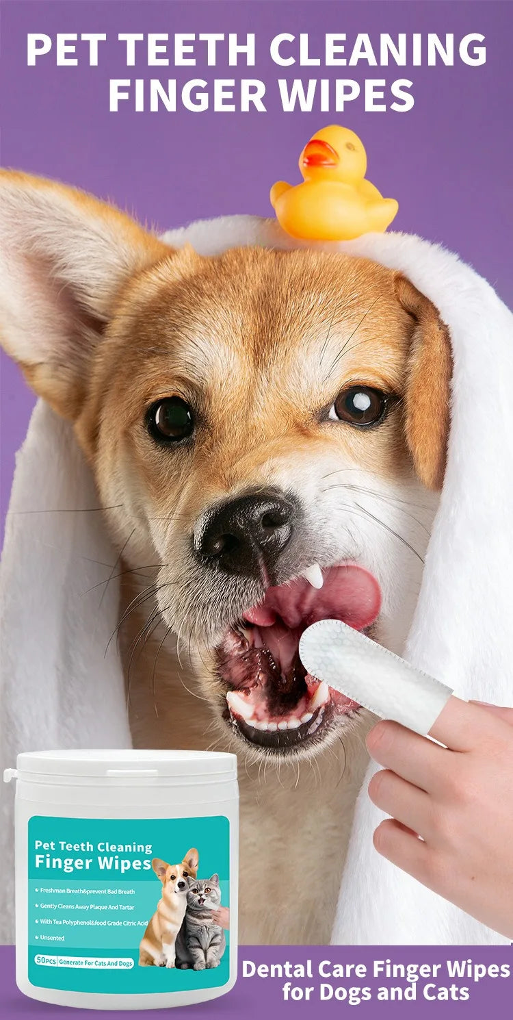Tokavibes Disposable Pet Finger Toothbrush Wipes