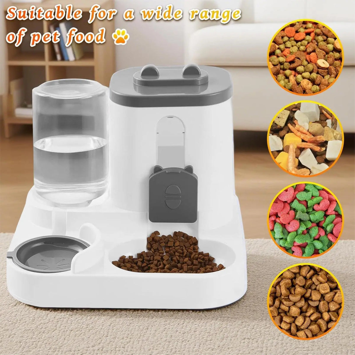 Automatic gravity cat feeder and water dispenser