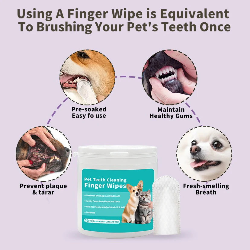 Tokavibes Disposable Pet Finger Toothbrush Wipes