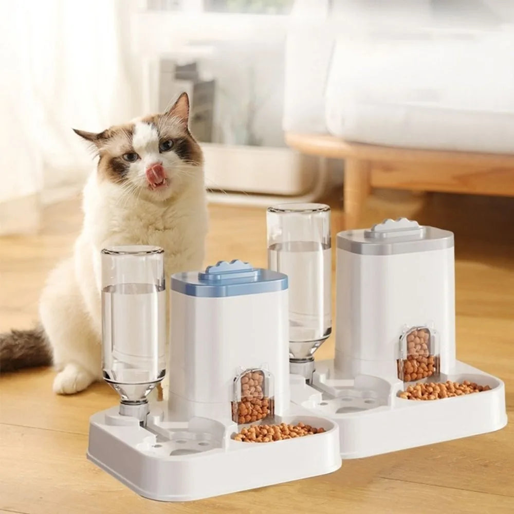Gravity pet food and water dispenser