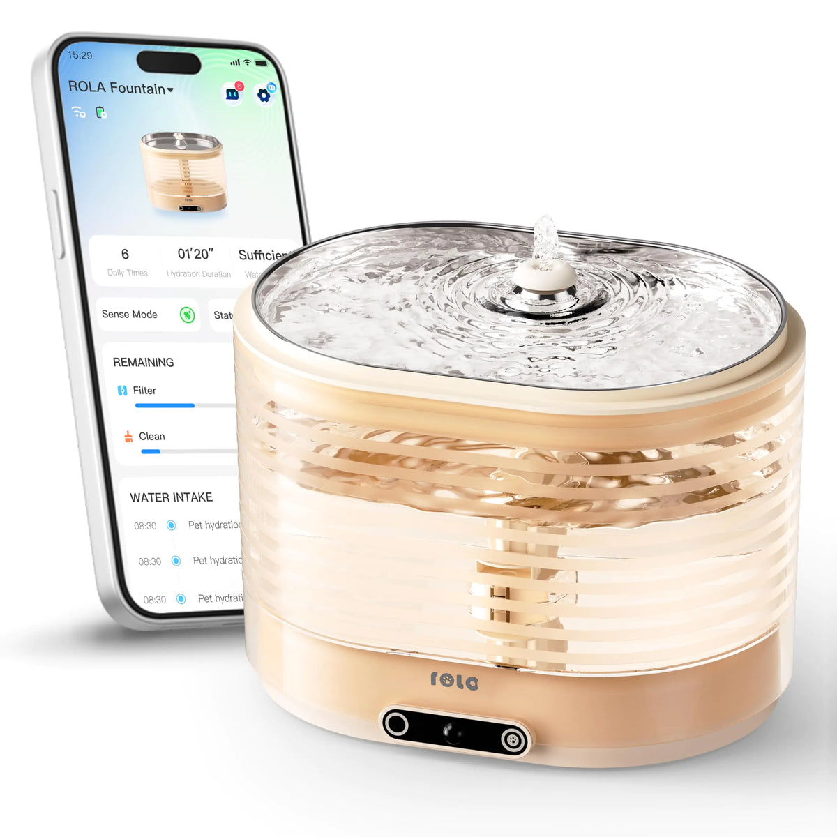 App-controlled cordless smart pet water fountain