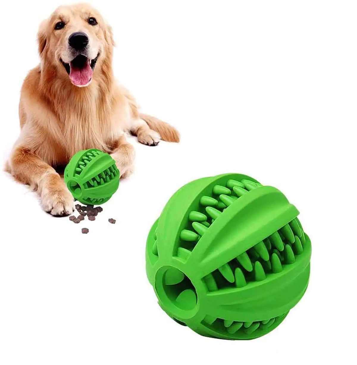 Interactive rubber dental treat ball for dogs